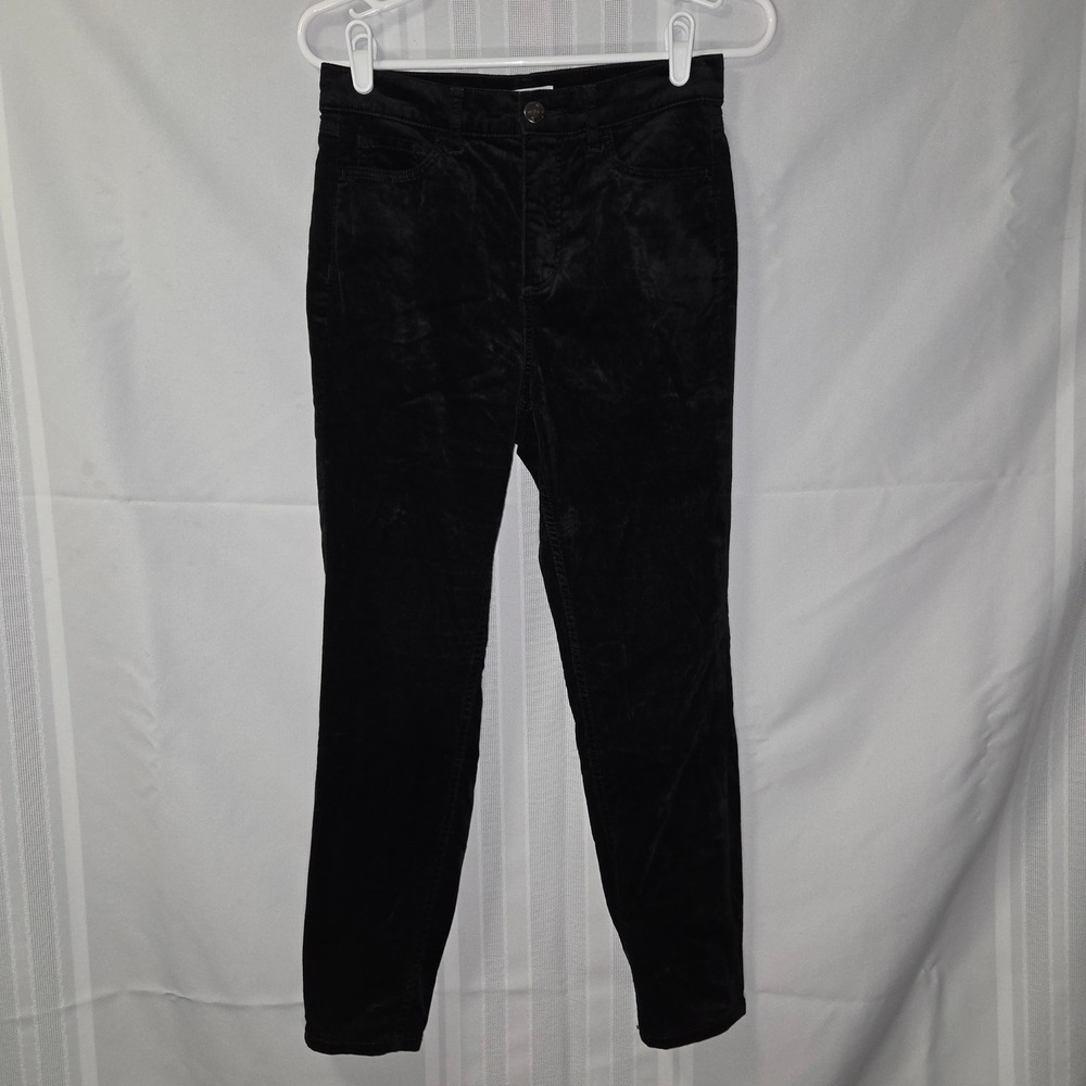 LOFT Pants Womens 4P Black Made and Loved Velvet Skinny High Rise 552358